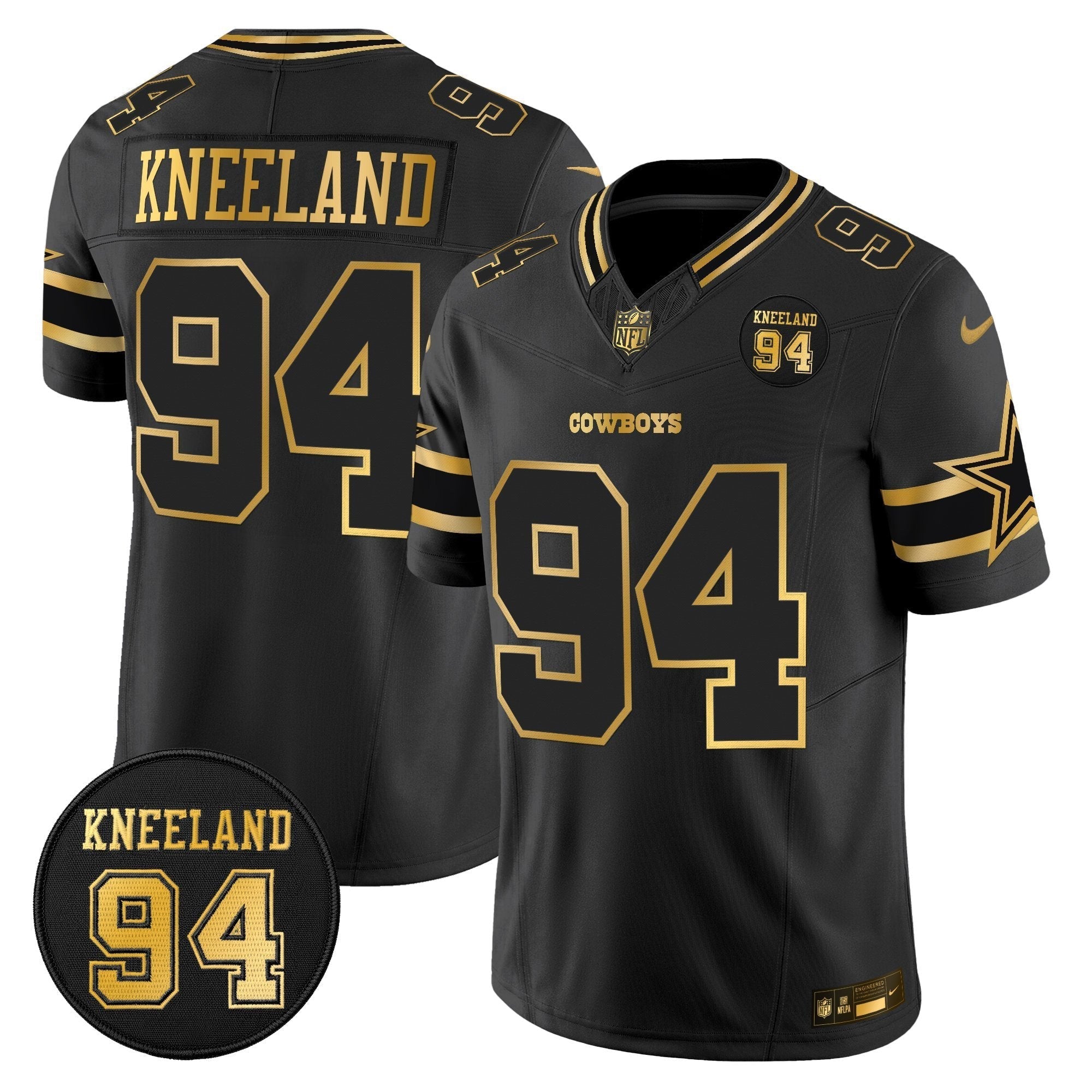 DAL #94 Marshawn Kneeland Memorial Patch Gold Vapor Limited Jersey