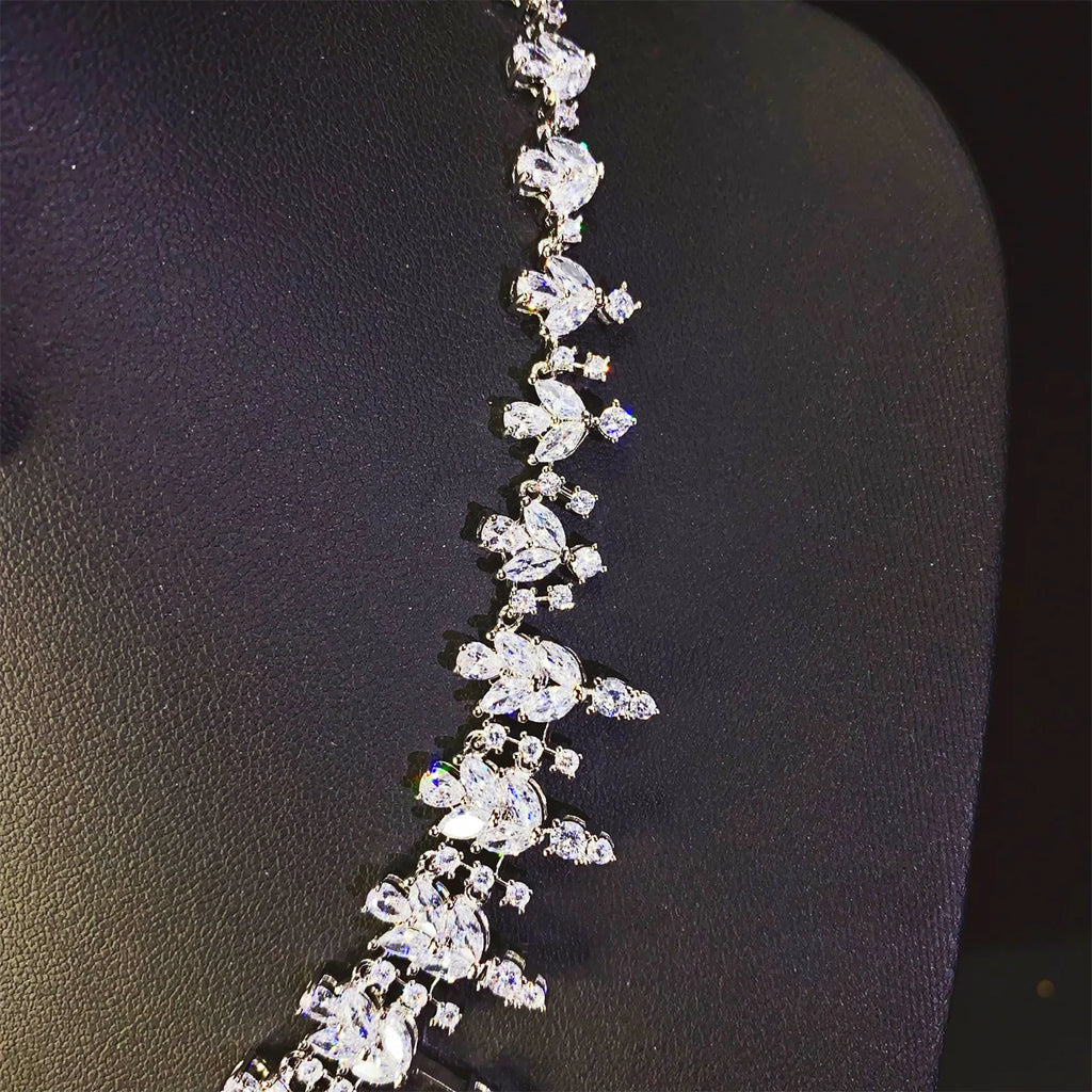 Fashion 2 Pieces Set New Sparkling Teardrop Necklace Earrings Ladies Jewellery Daily Party Dating Prom Dinner Wedding Gift M-424