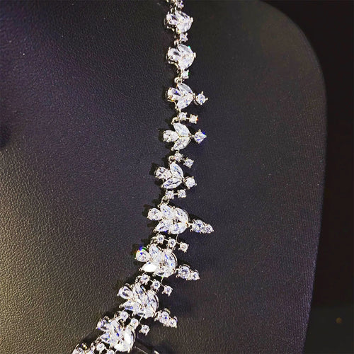 Fashion 2 Pieces Set New Sparkling Teardrop Necklace Earrings Ladies Jewellery Daily Party Dating Prom Dinner Wedding Gift M-424